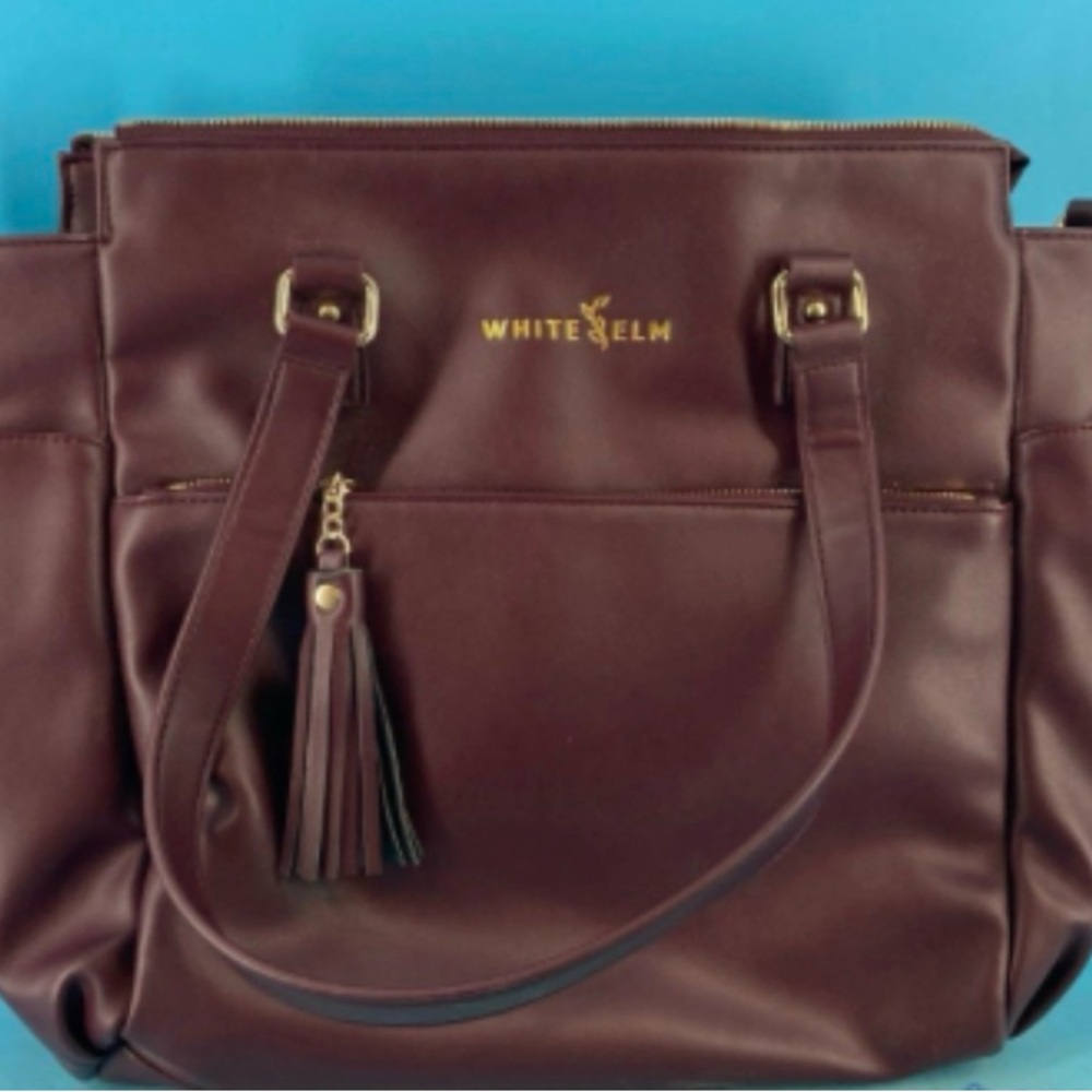 White Elm Women's Burgundy Tote with Tassel Accent